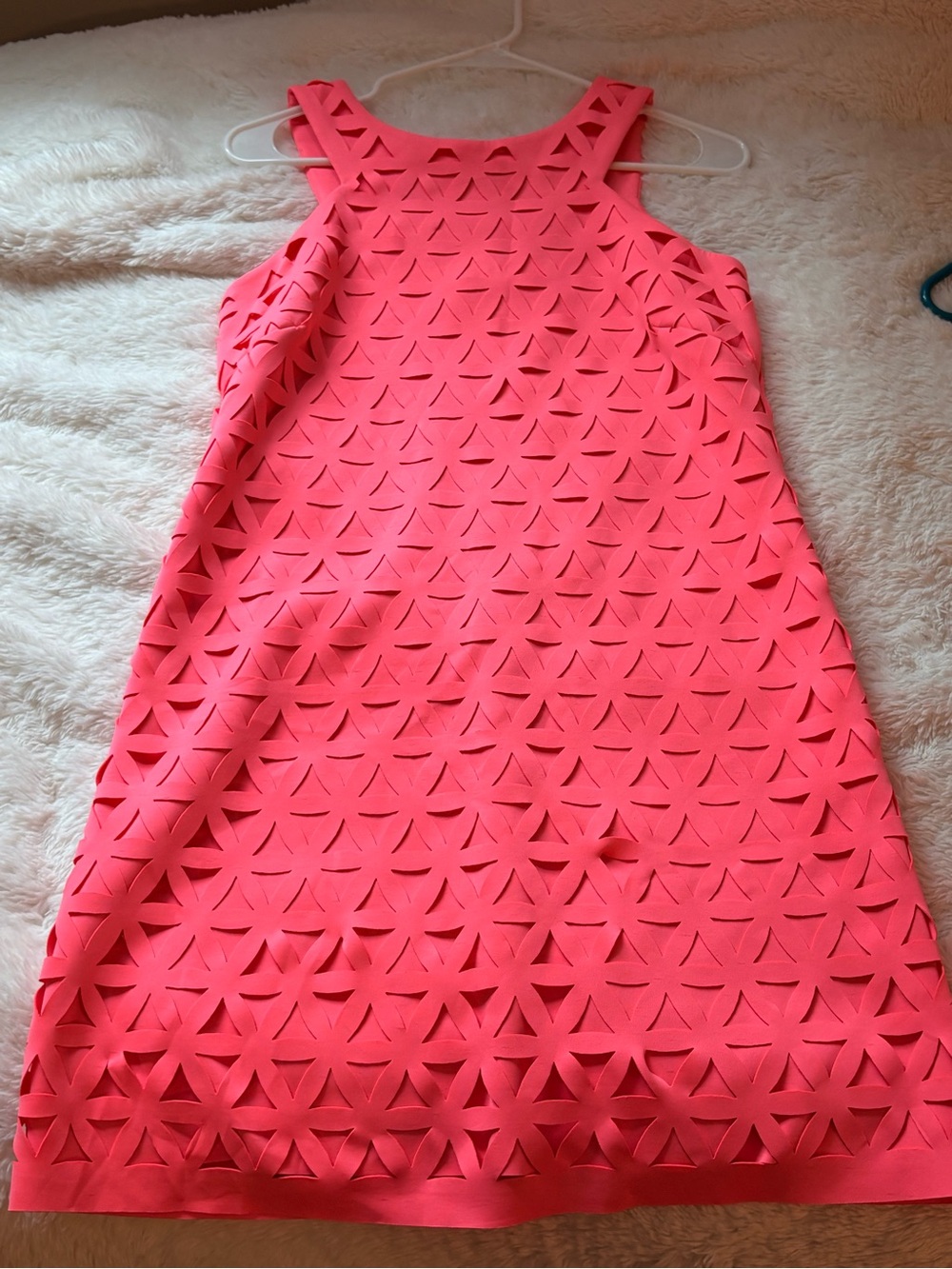 Lilly Pulitzer Neon Coral Laser-Cut Mini Dress